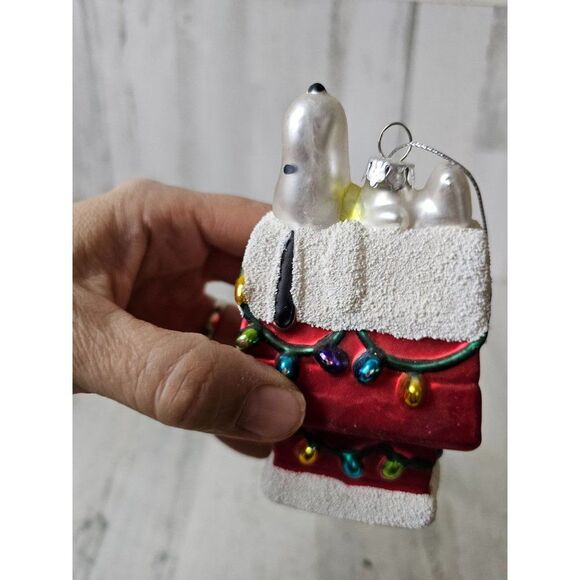 Glass Snoopy dog house ornament Xmas tree light up - Picture 10 of 16